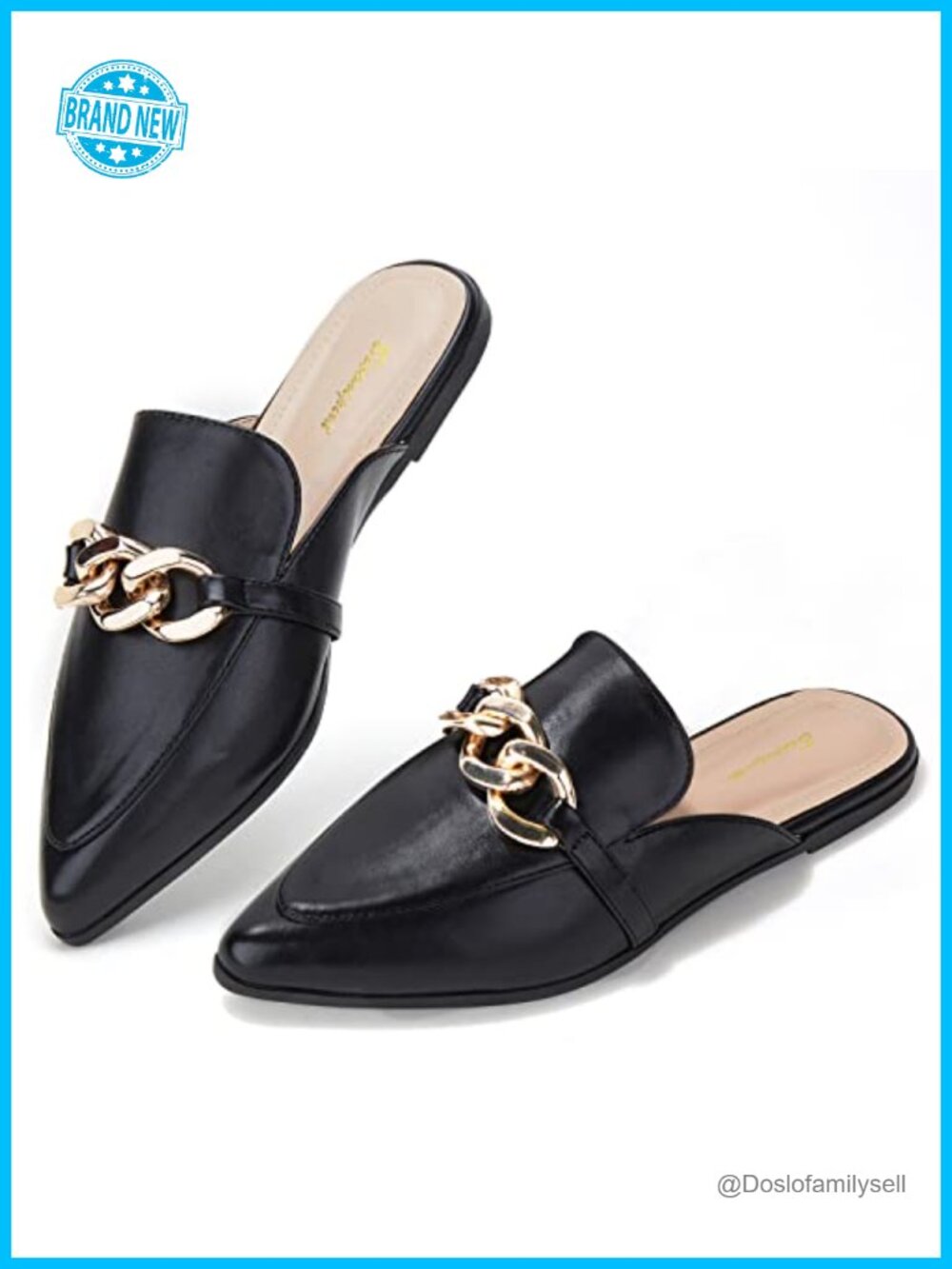 Pointed Toe Mules for Women Suede and PU Slip On Flats